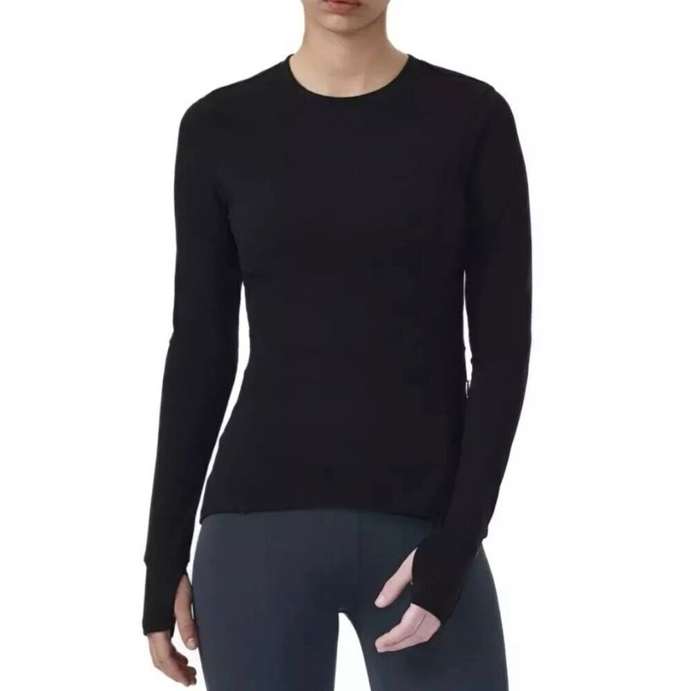 EUC! Spyder Active Women’s Long Sleeve Black Compression Baselayer Crew Neck Top